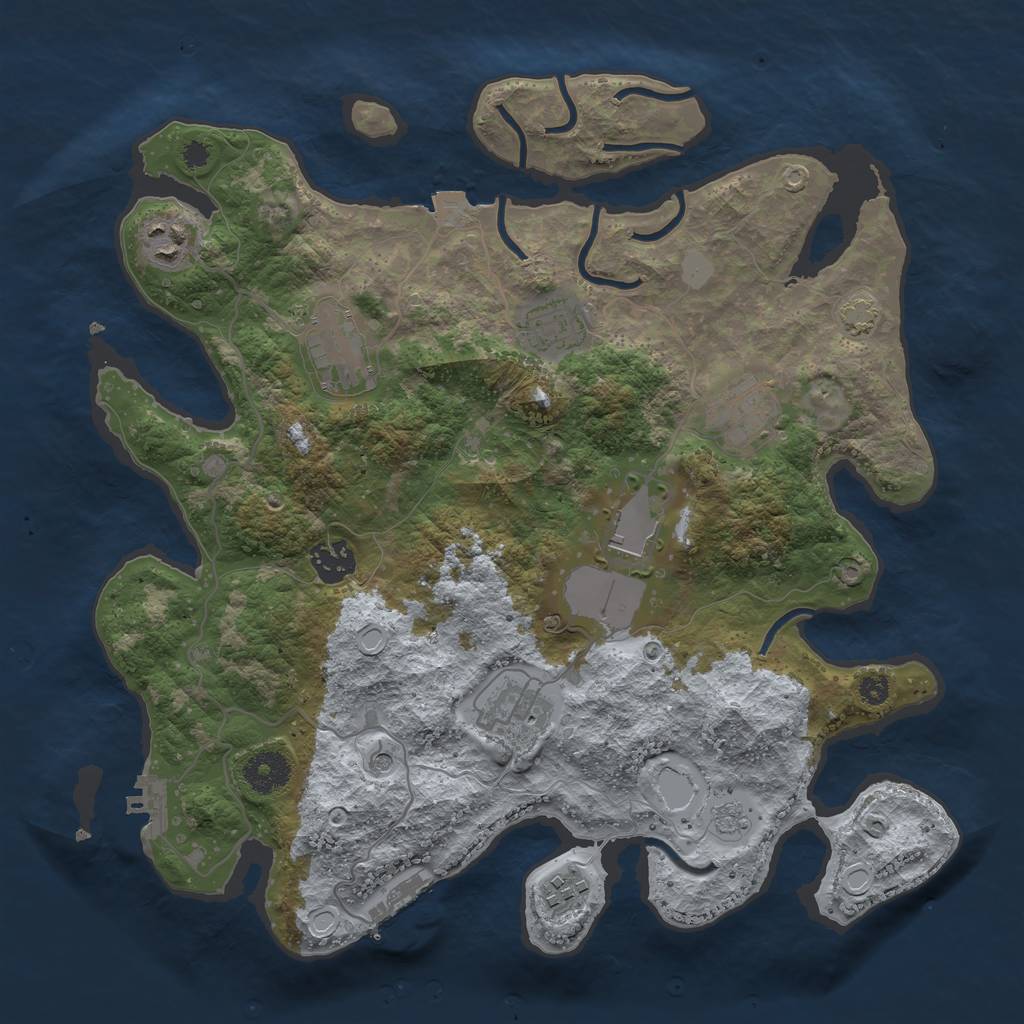 Rust Map: Procedural Map, Size: 3500, Seed: 8080, 16 Monuments