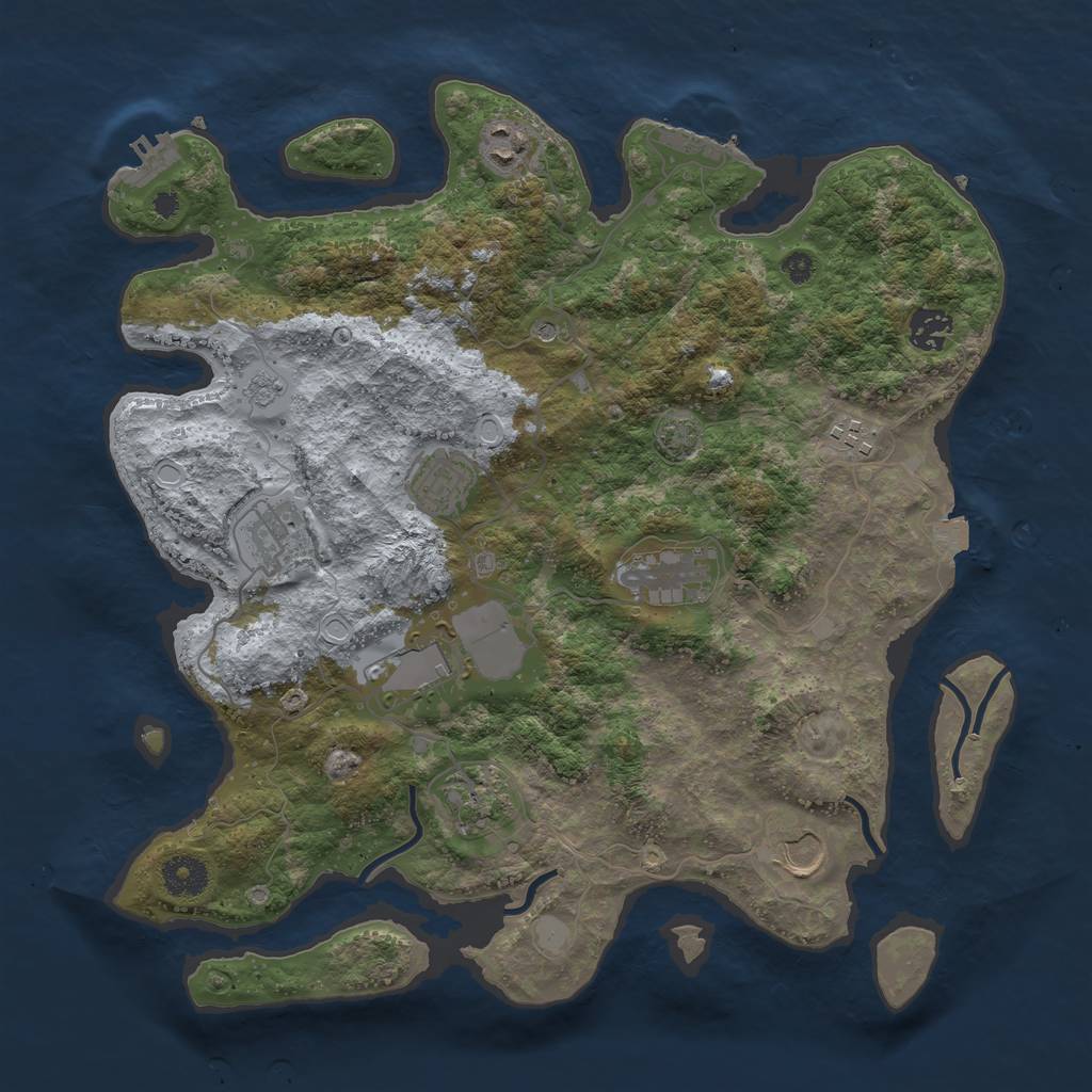 Rust Map: Procedural Map, Size: 3700, Seed: 1999515077, 17 Monuments