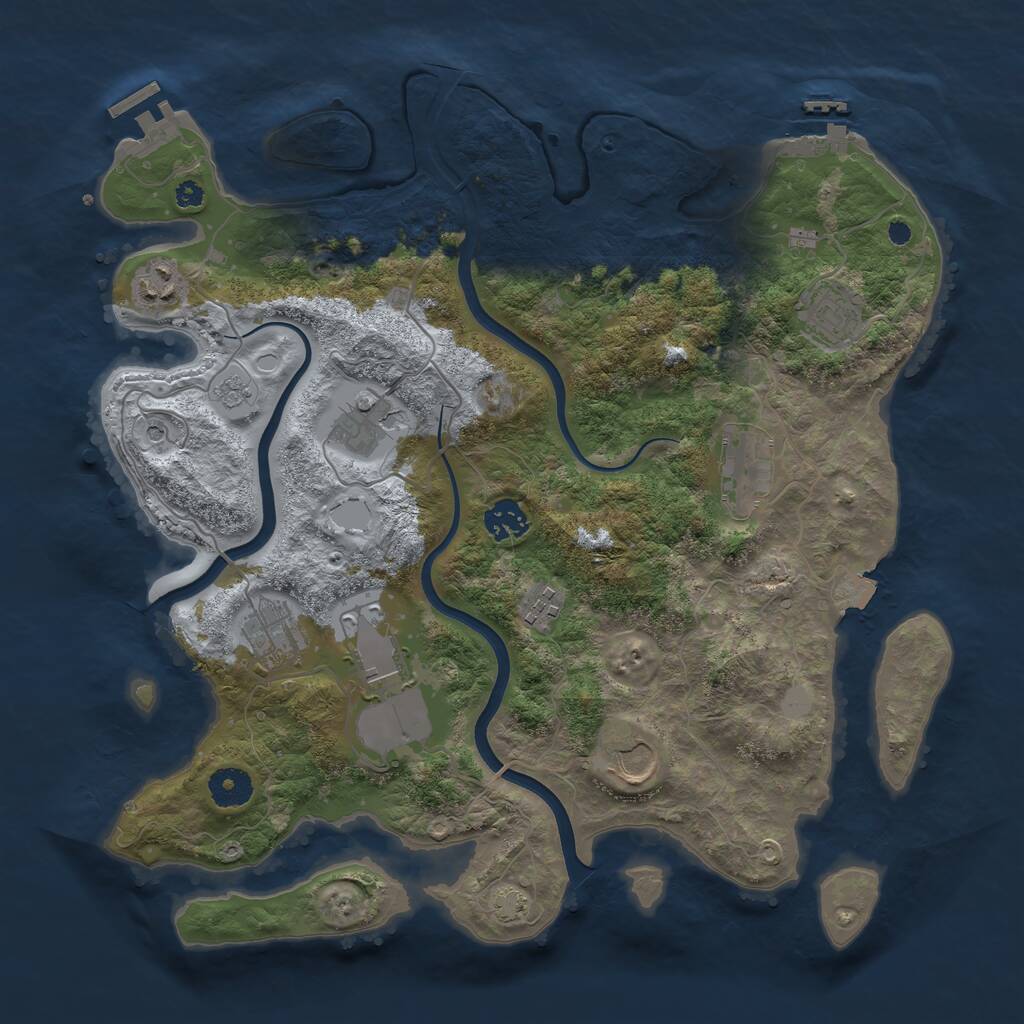 Rust Map: Procedural Map, Size: 3700, Seed: 1999515077, 15 Monuments