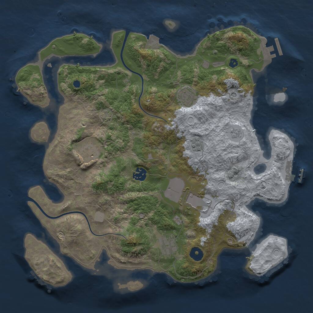 Rust Map: Procedural Map, Size: 3500, Seed: 958521354, 12 Monuments