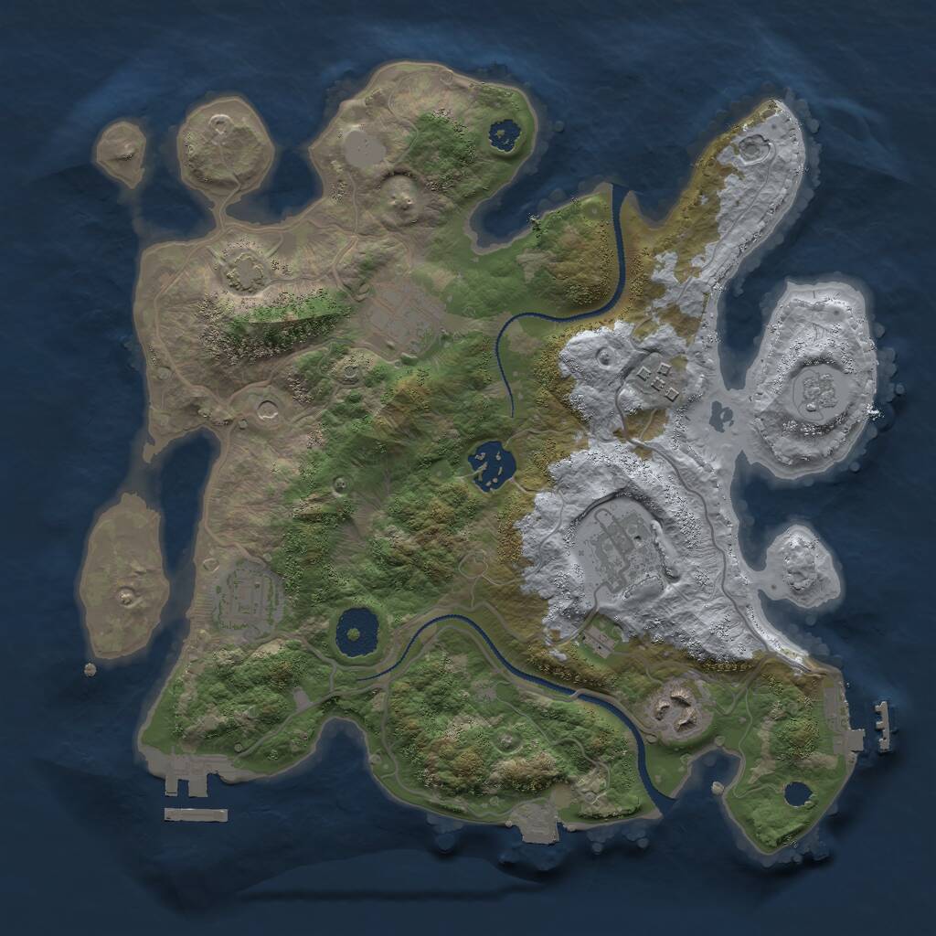Rust Map: Procedural Map, Size: 3000, Seed: 2713548, 12 Monuments