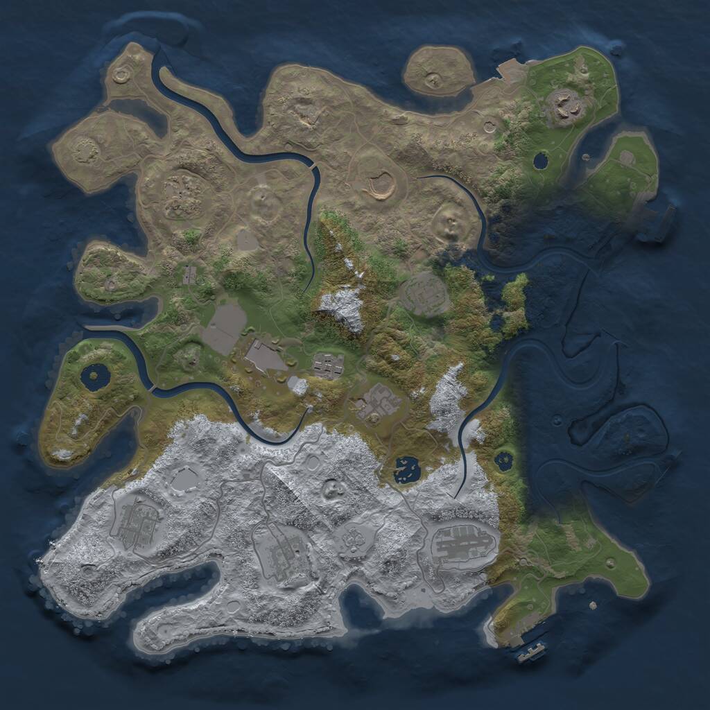 Rust Map: Procedural Map, Size: 3800, Seed: 532941419, 17 Monuments