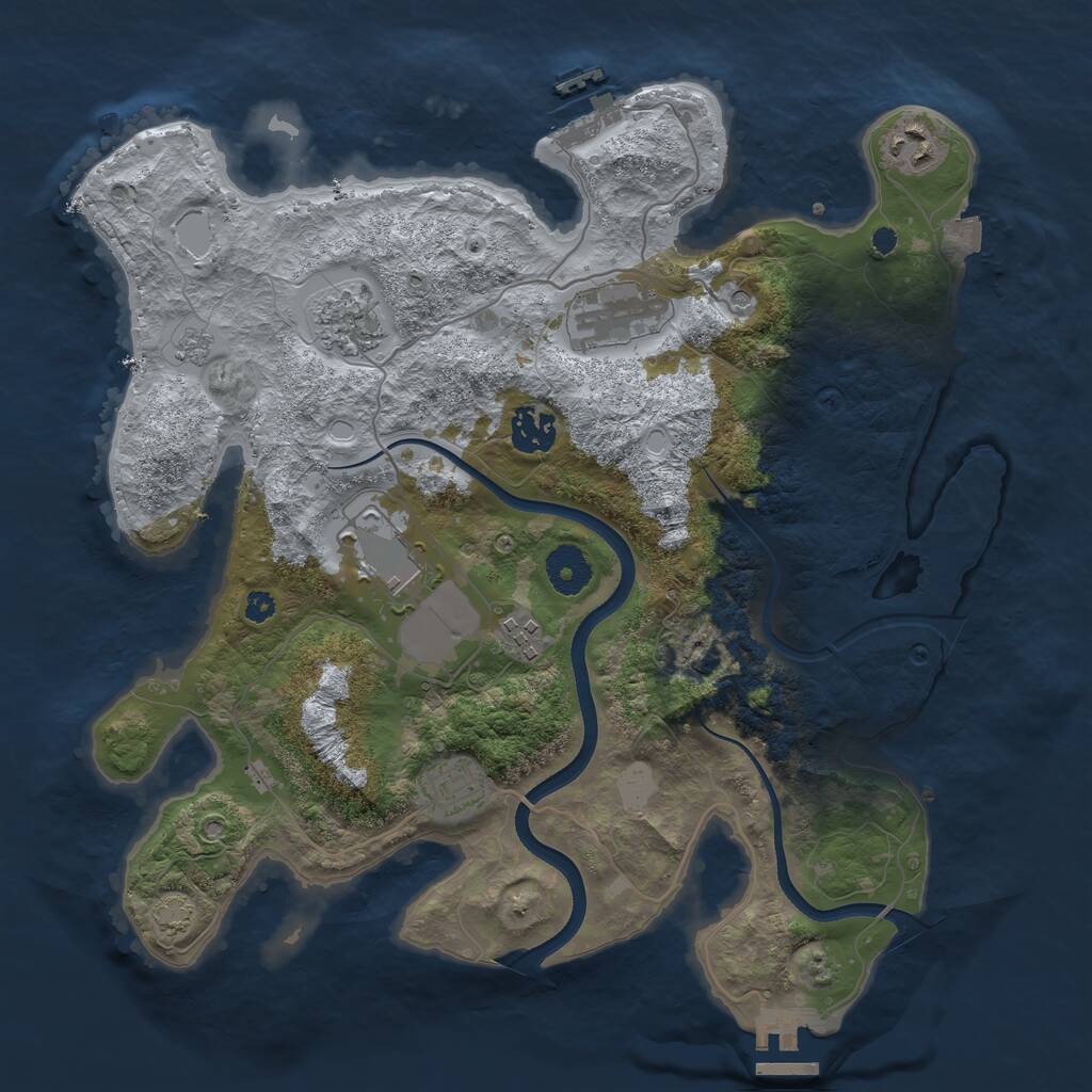 Rust Map: Procedural Map, Size: 3500, Seed: 1561858458, 13 Monuments