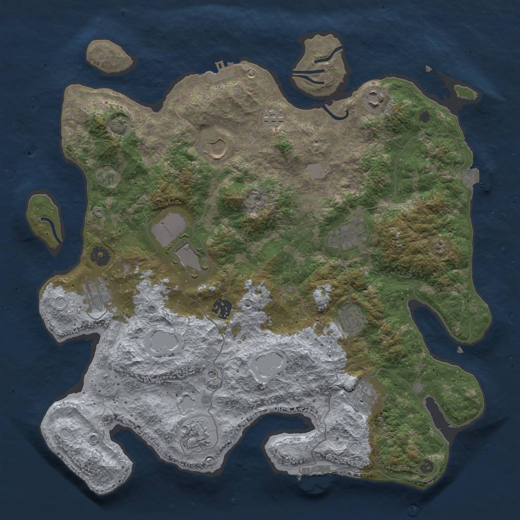 Rust Map: Procedural Map, Size: 3989, Seed: 2147483647, 18 Monuments
