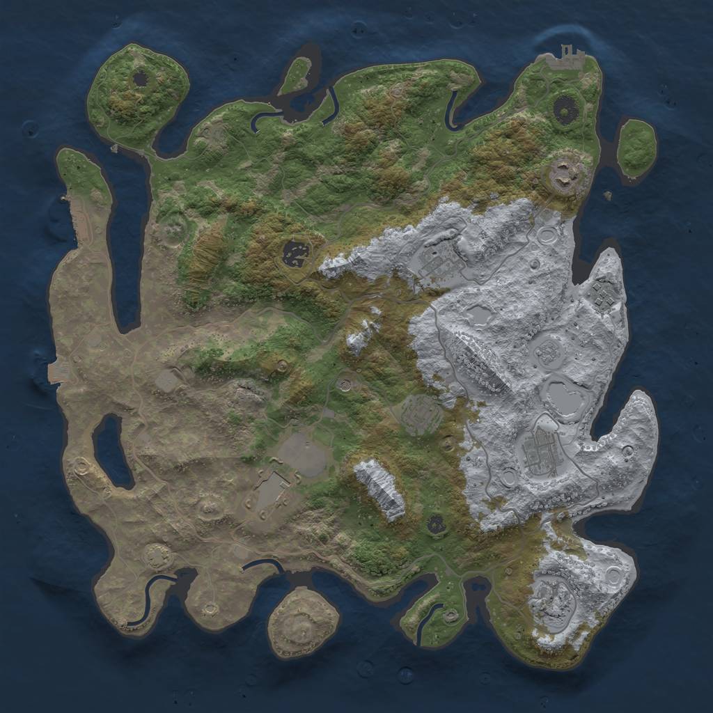 Rust Map: Procedural Map, Size: 4000, Seed: 117984855, 16 Monuments
