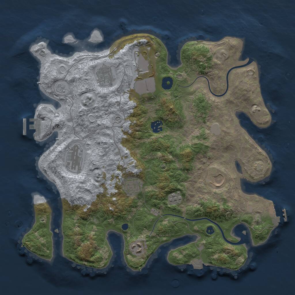 Rust Map: Procedural Map, Size: 3600, Seed: 12309, 14 Monuments