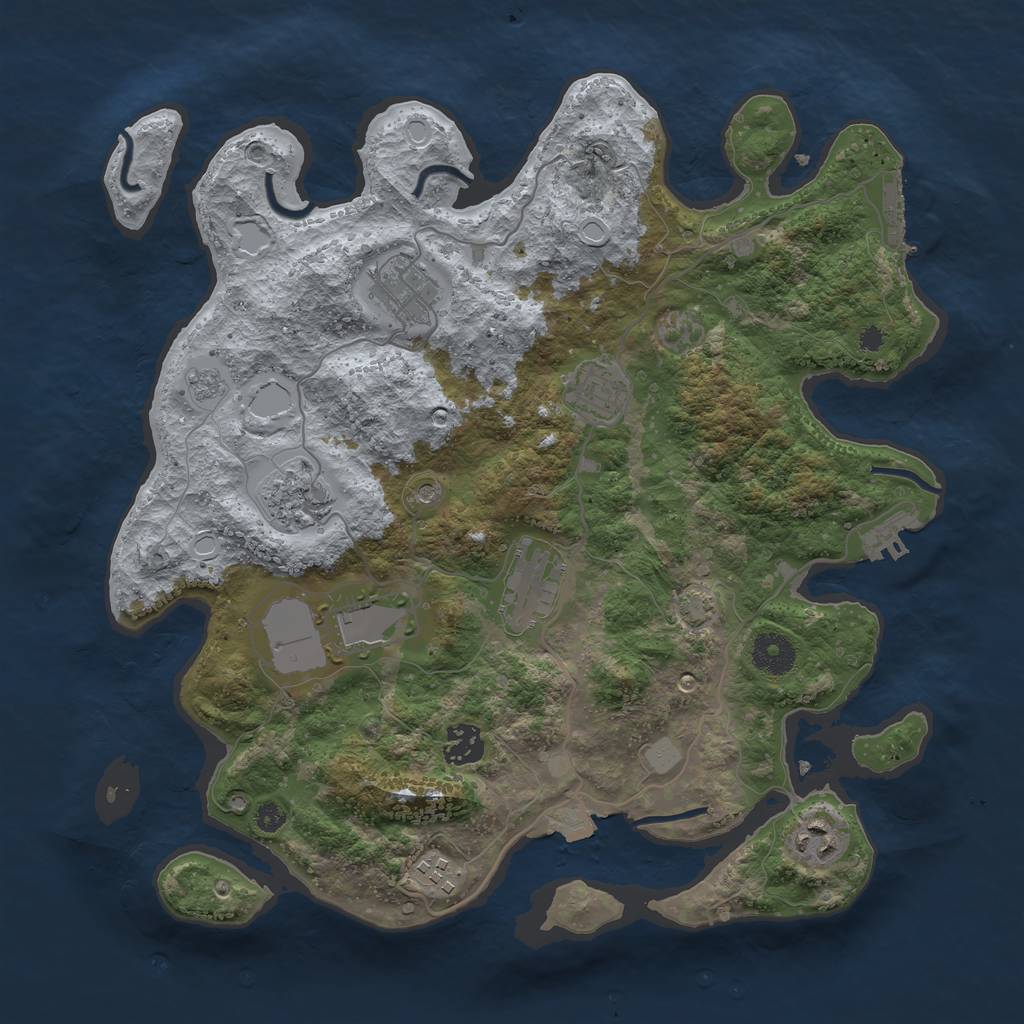 Rust Map: Procedural Map, Size: 3600, Seed: 22309, 16 Monuments