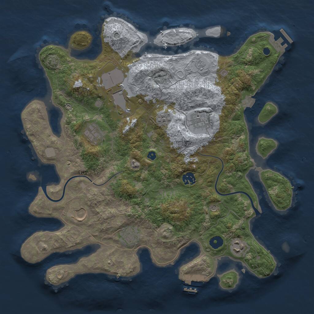 Rust Map: Procedural Map, Size: 3650, Seed: 8777756, 14 Monuments