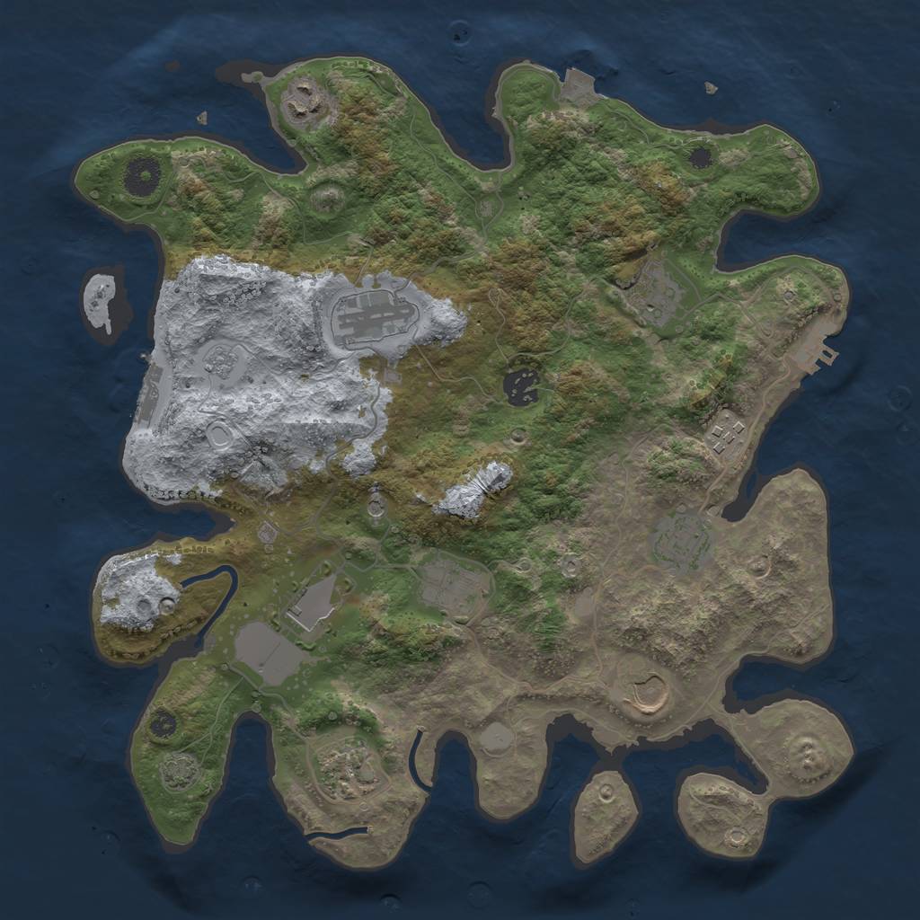 Rust Map: Procedural Map, Size: 3600, Seed: 754345, 18 Monuments