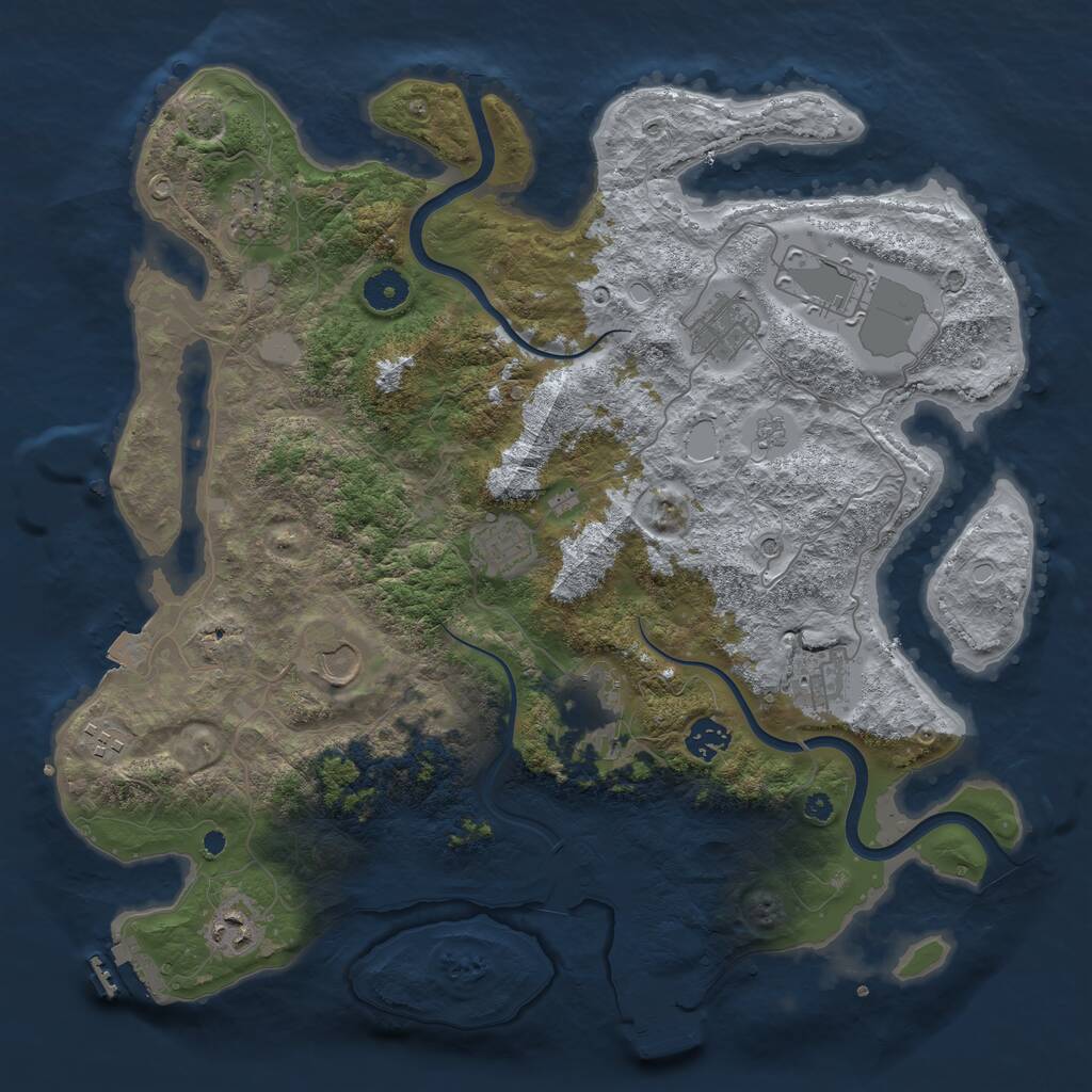 Rust Map: Procedural Map, Size: 3900, Seed: 36856419, 16 Monuments
