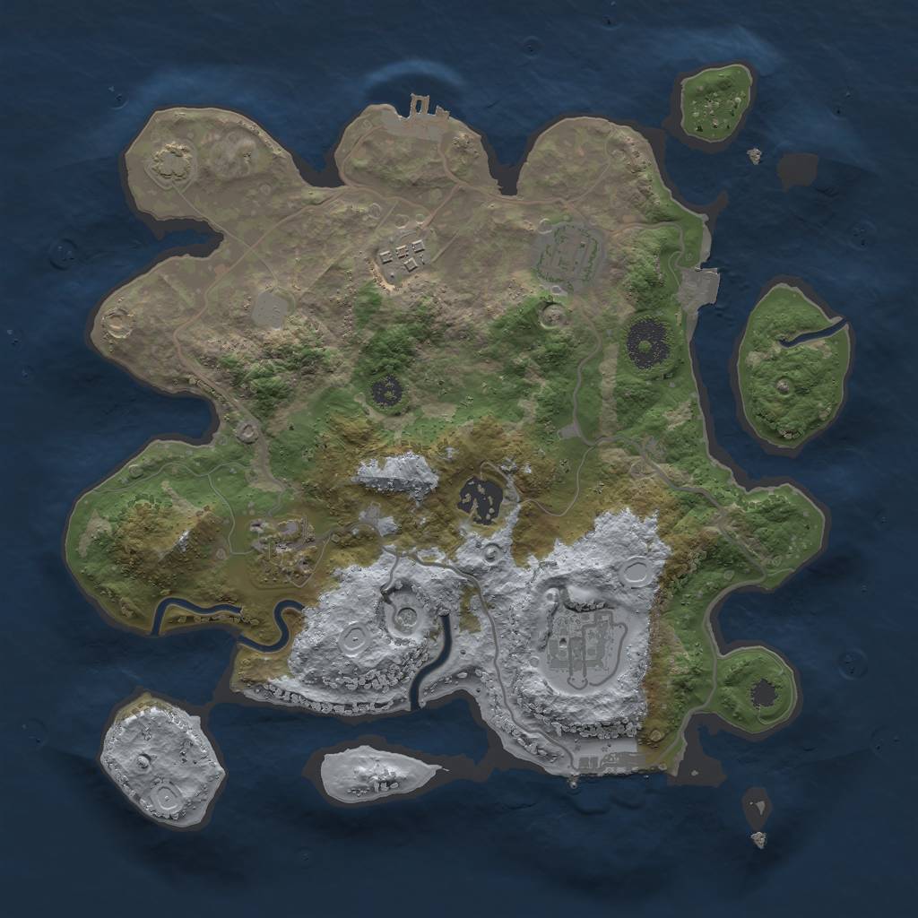 Rust Map: Procedural Map, Size: 3000, Seed: 574369, 12 Monuments