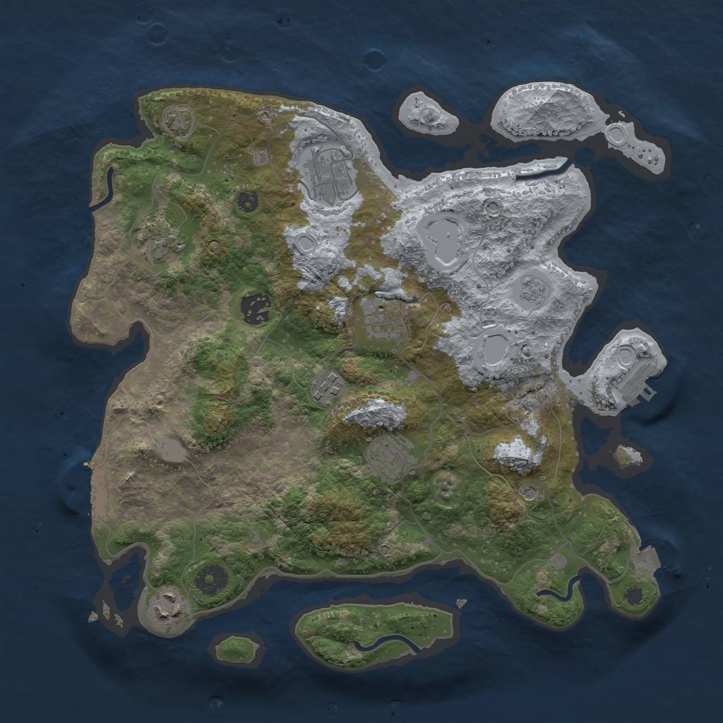 Rust Map: Procedural Map, Size: 3450, Seed: 27529282, 15 Monuments