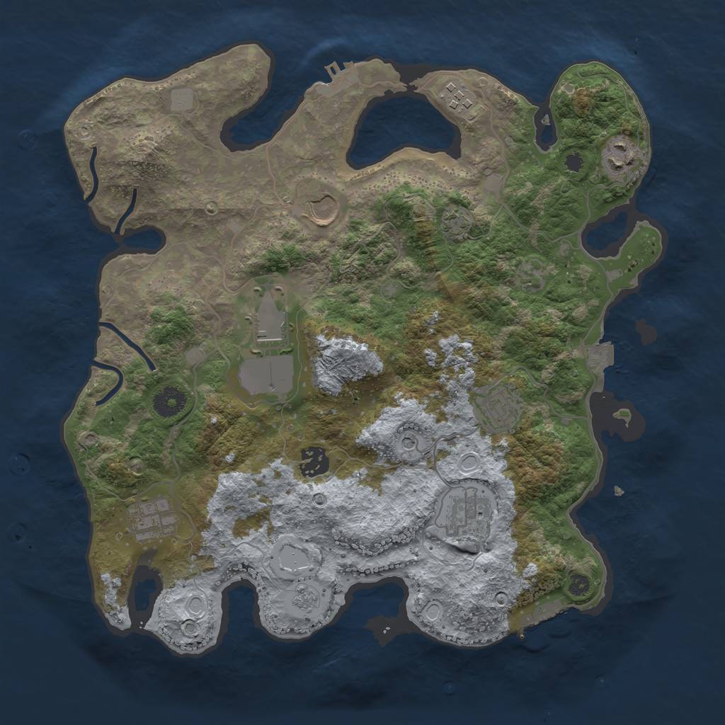 Rust Map: Procedural Map, Size: 3500, Seed: 34217567, 16 Monuments