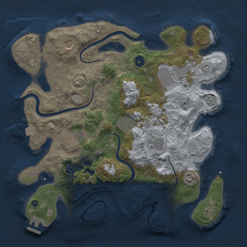 Rust Map: Procedural Map, Size: 3500, Seed: 92083513, 13 Monuments