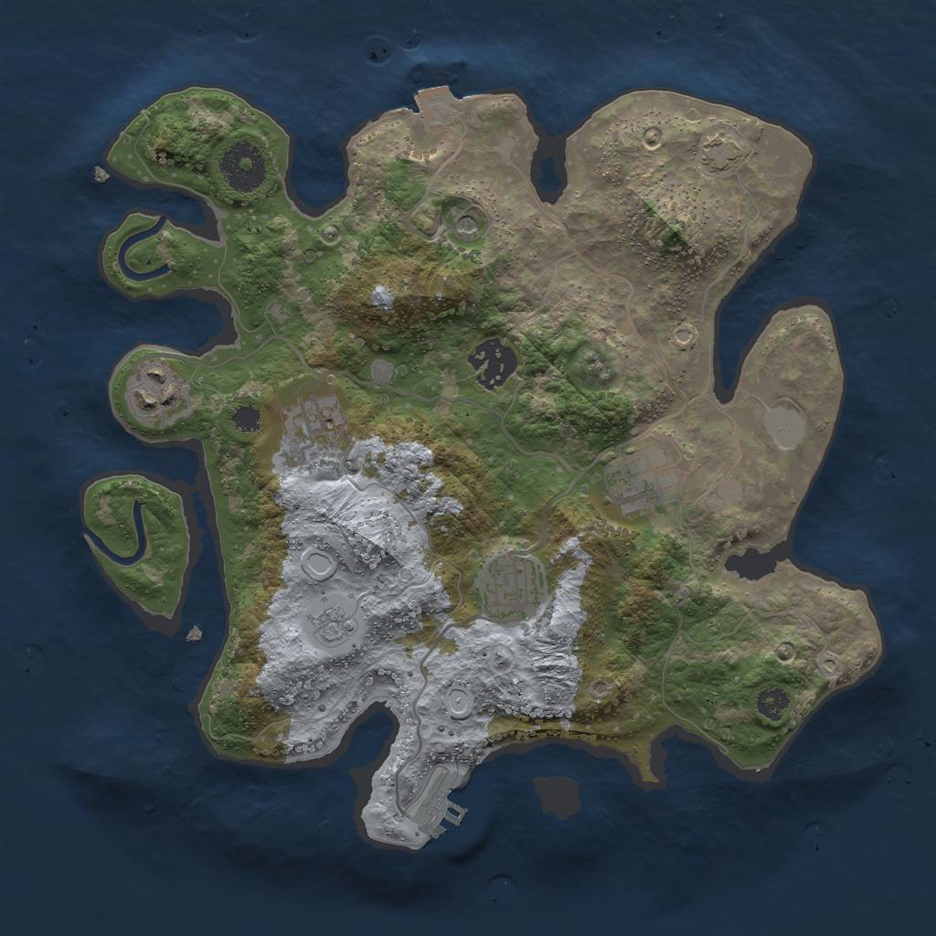Rust Map: Procedural Map, Size: 3000, Seed: 25925, 12 Monuments
