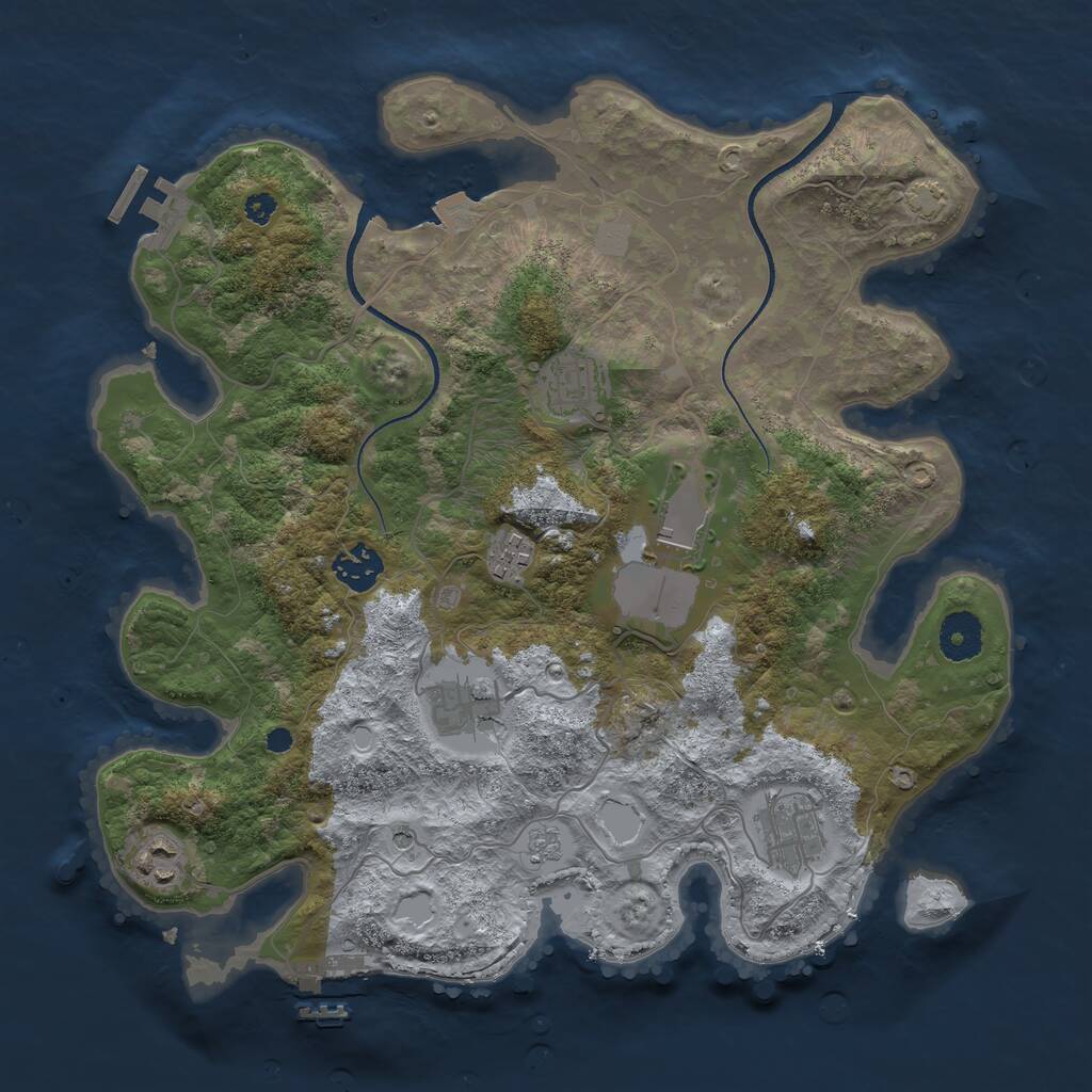 Rust Map: Procedural Map, Size: 3500, Seed: 53754556, 13 Monuments