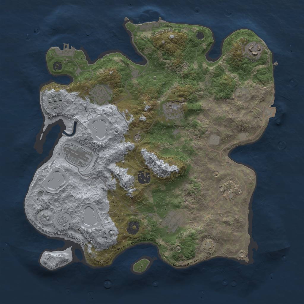 Rust Map: Procedural Map, Size: 3400, Seed: 76252845, 16 Monuments