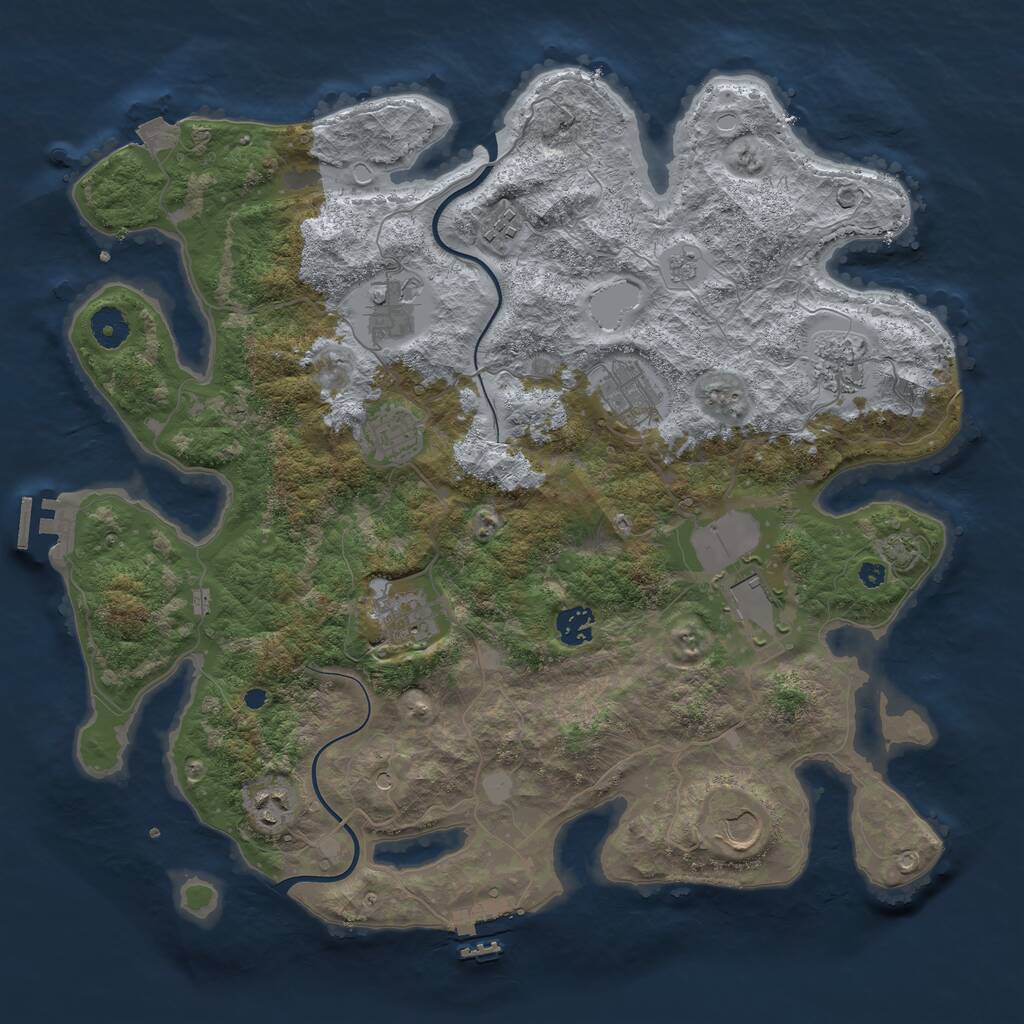 Rust Map: Procedural Map, Size: 3950, Seed: 60008012, 16 Monuments