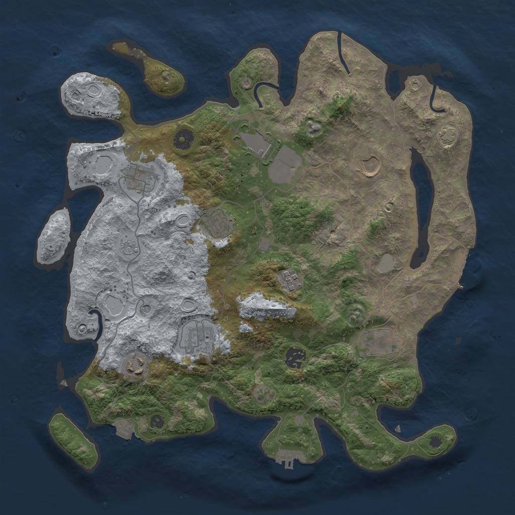Rust Map: Procedural Map, Size: 3750, Seed: 23206, 17 Monuments