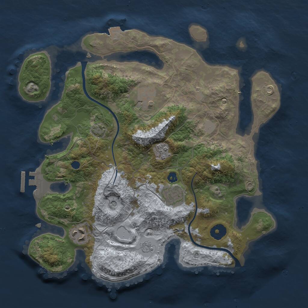 Rust Map: Procedural Map, Size: 3000, Seed: 18181, 9 Monuments