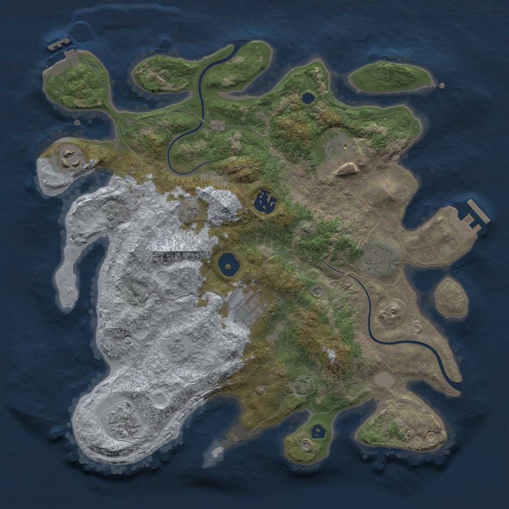 Rust Map: Procedural Map, Size: 3475, Seed: 86753099, 13 Monuments