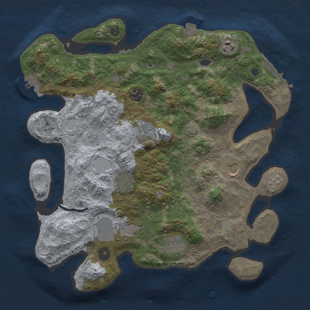 Rust Map: Procedural Map, Size: 3500, Seed: 27825, 16 Monuments