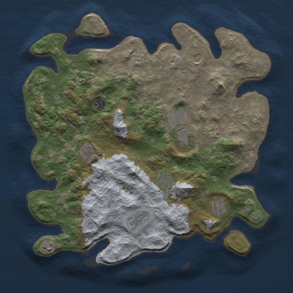 Rust Map: Barren, Size: 4000, Seed: 1342, 14 Monuments