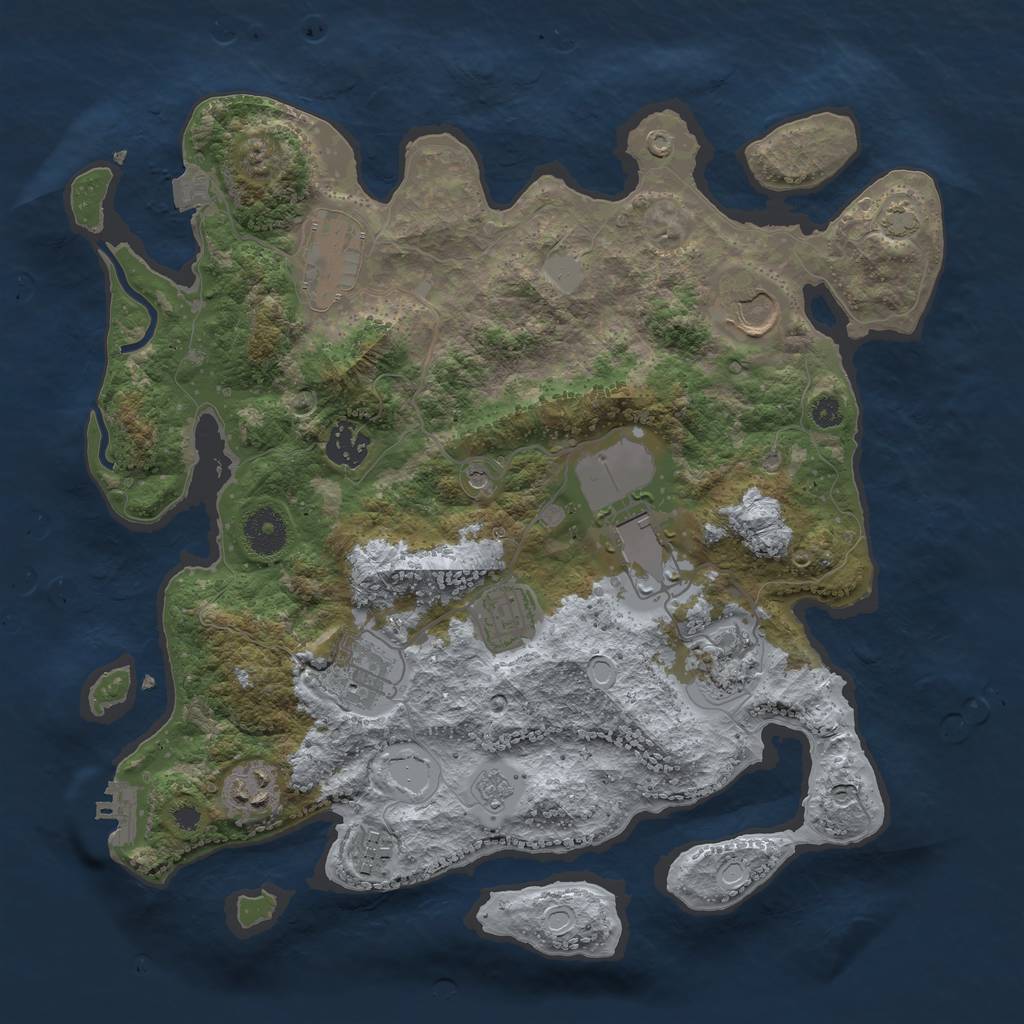 Rust Map: Procedural Map, Size: 3500, Seed: 2072830136, 16 Monuments