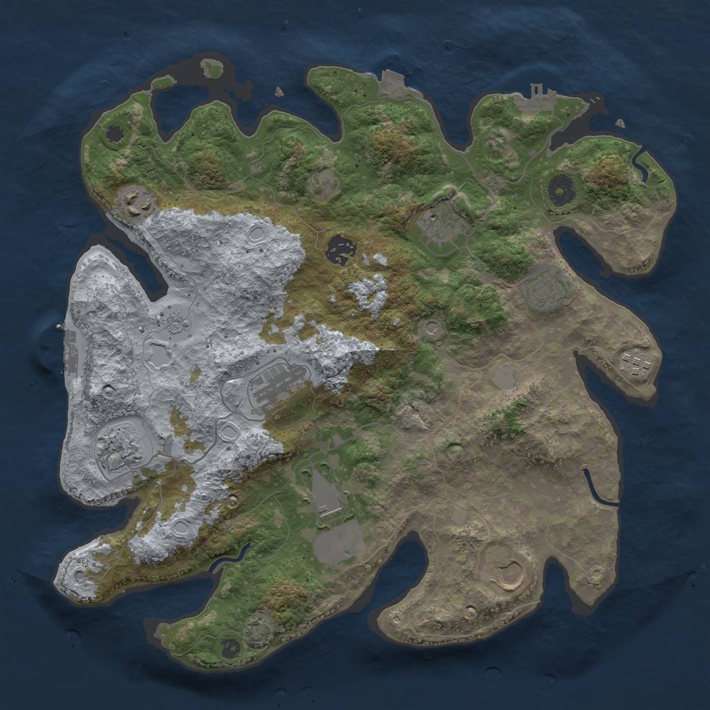 Rust Map: Procedural Map, Size: 3650, Seed: 66801084, 17 Monuments