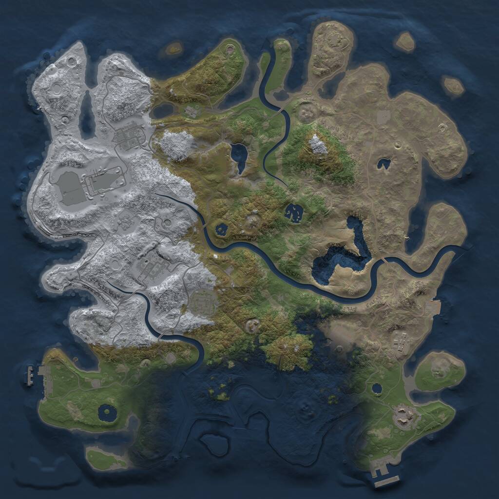 Rust Map: Procedural Map, Size: 4000, Seed: 58153743, 14 Monuments