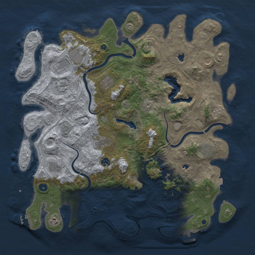 Rust Map: Procedural Map, Size: 4500, Seed: 119878060, 17 Monuments