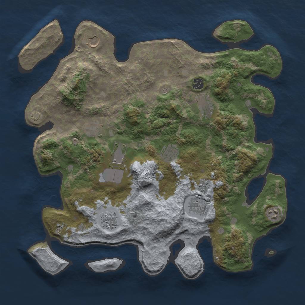 Rust Map: Barren, Size: 4000, Seed: 2029, 14 Monuments