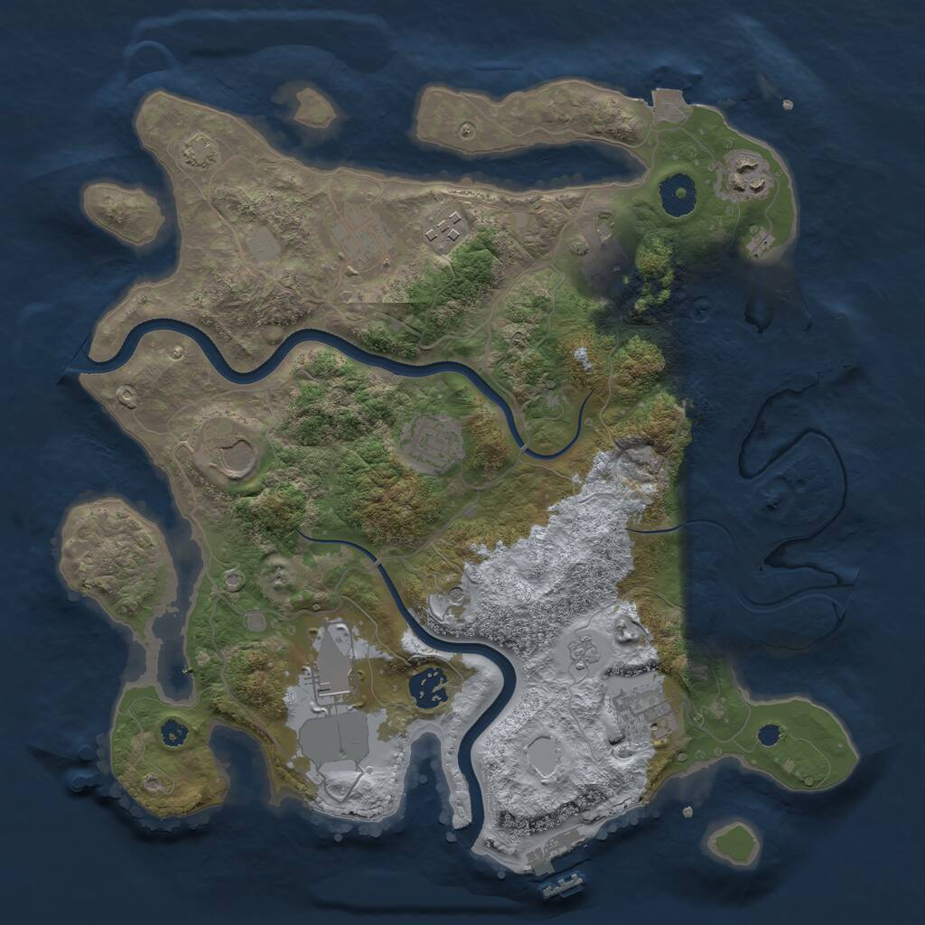 Rust Map: Procedural Map, Size: 3500, Seed: 803194039, 15 Monuments