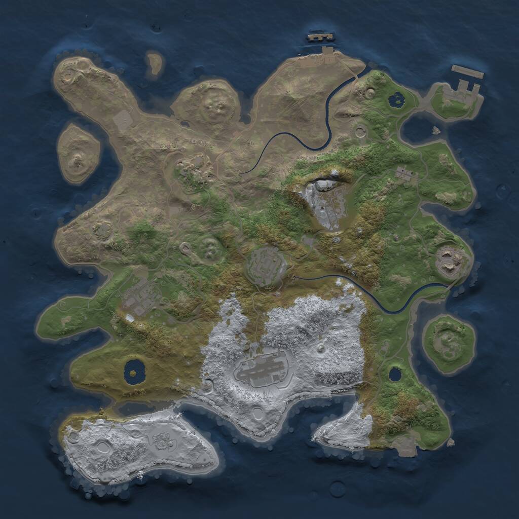 Rust Map: Procedural Map, Size: 3250, Seed: 1562304900, 12 Monuments