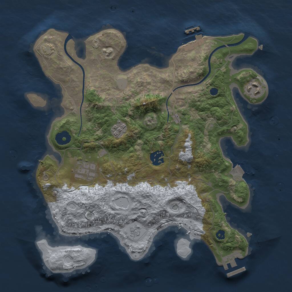 Rust Map: Procedural Map, Size: 3000, Seed: 1880393029, 10 Monuments