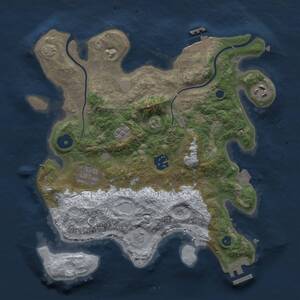 Thumbnail Rust Map: Procedural Map, Size: 3000, Seed: 1880393029, 10 Monuments