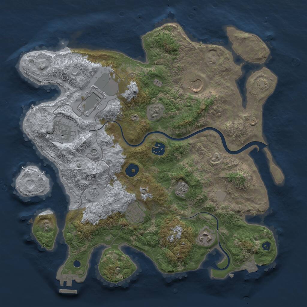 Rust Map: Procedural Map, Size: 3500, Seed: 1306926957, 12 Monuments