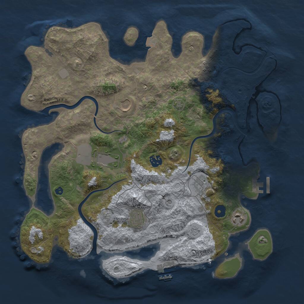 Rust Map: Procedural Map, Size: 3750, Seed: 71089921, 13 Monuments