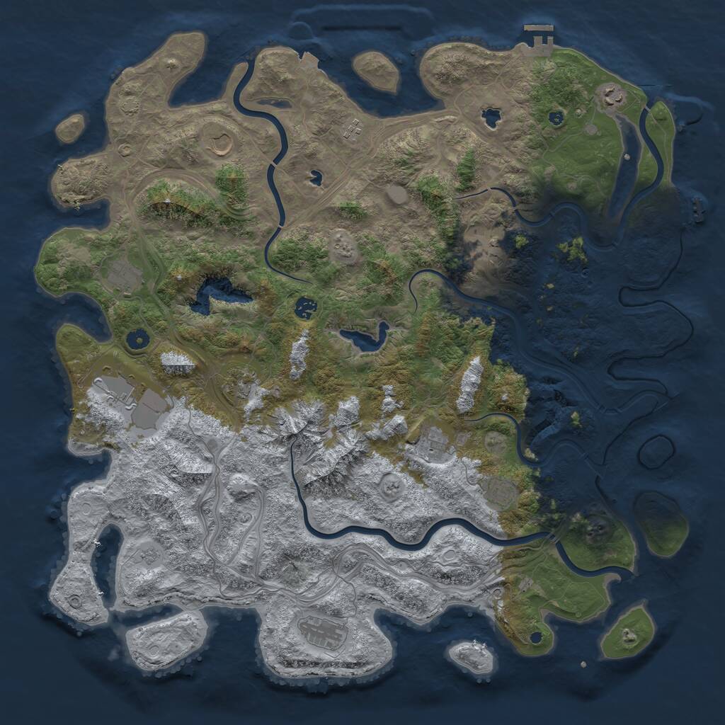 Rust Map: Procedural Map, Size: 5000, Seed: 27255274, 17 Monuments
