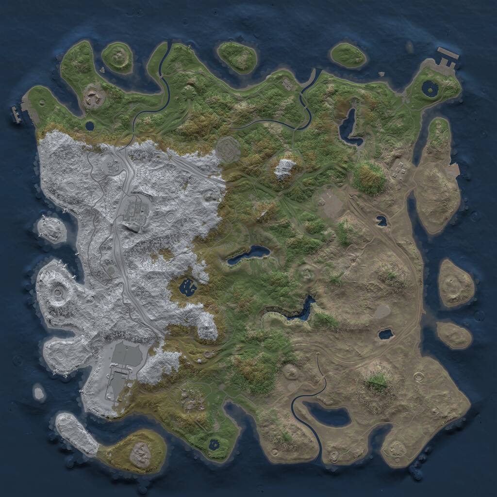 Rust Map: Procedural Map, Size: 4500, Seed: 58104201, 14 Monuments