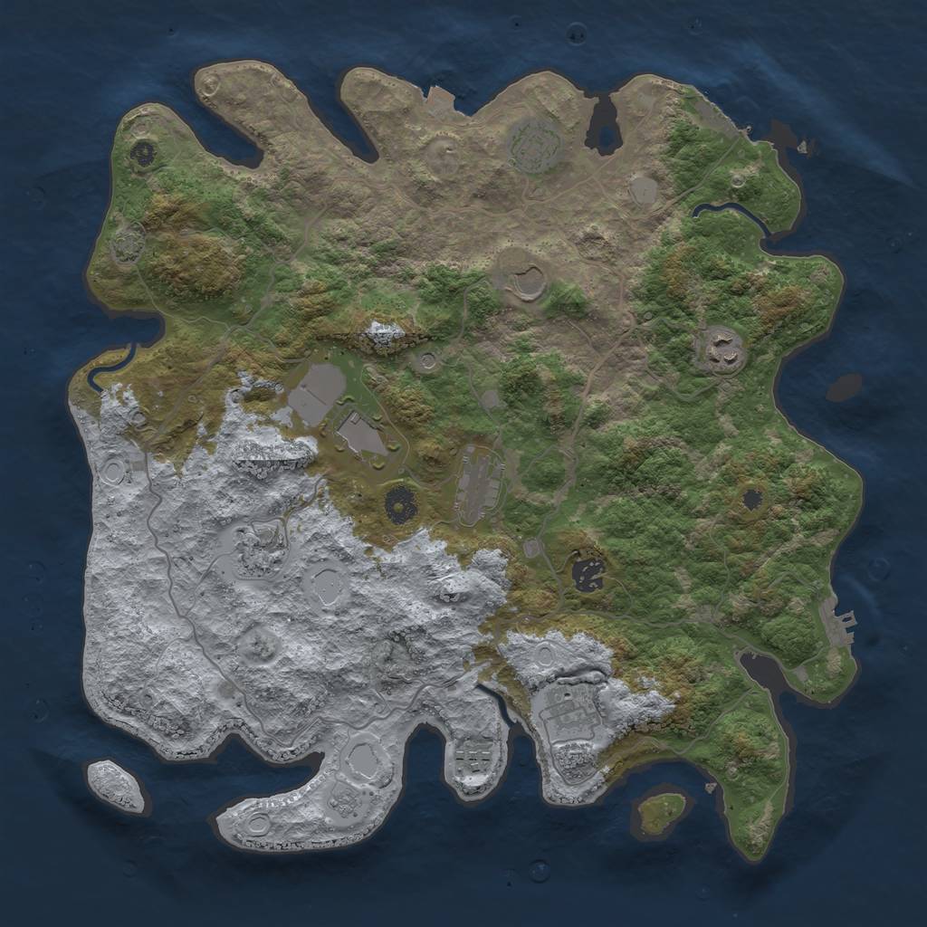 Rust Map: Procedural Map, Size: 4000, Seed: 18233749, 17 Monuments