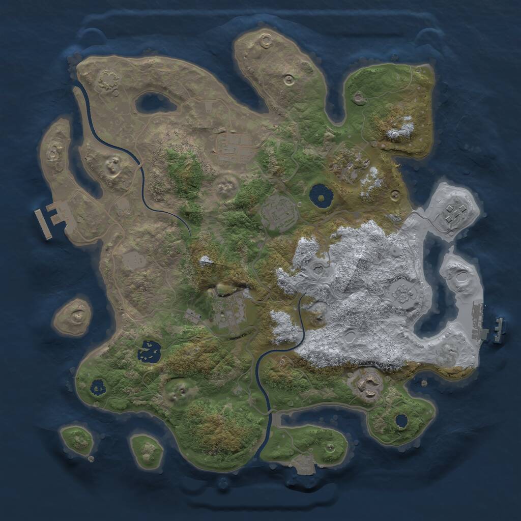 Rust Map: Procedural Map, Size: 3333, Seed: 36926567, 13 Monuments