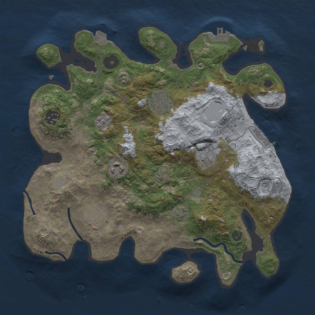 Rust Map: Procedural Map, Size: 3200, Seed: 541989238, 13 Monuments