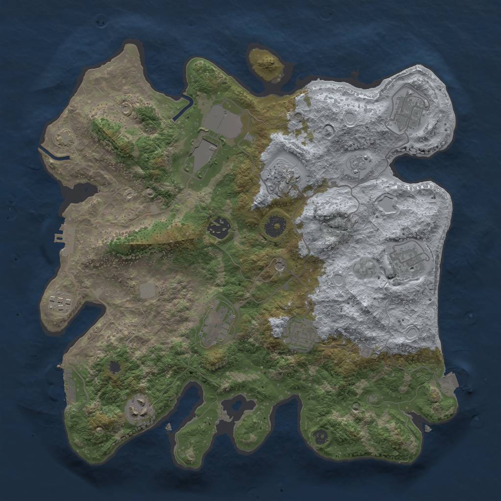 Rust Map: Procedural Map, Size: 3500, Seed: 44647466, 17 Monuments