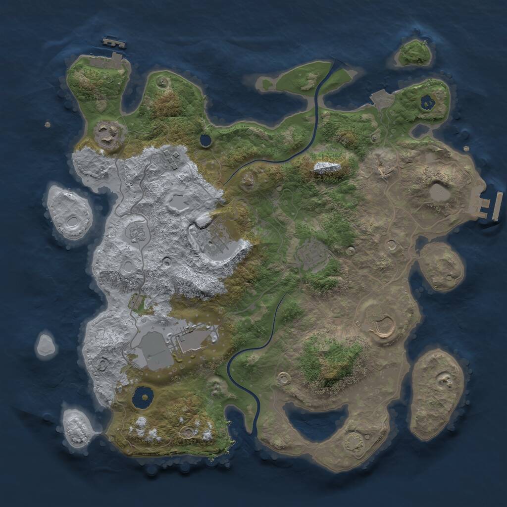 Rust Map: Procedural Map, Size: 3500, Seed: 138516994, 12 Monuments