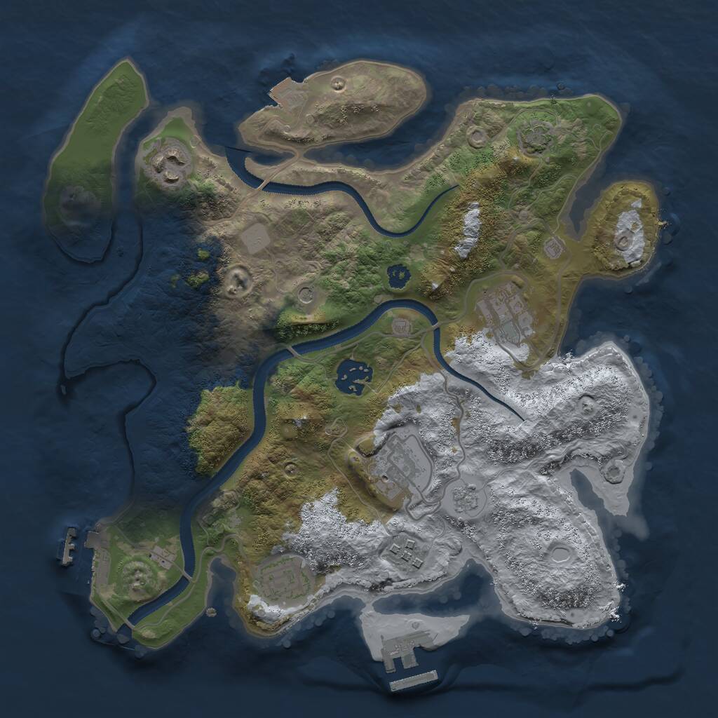 Rust Map: Procedural Map, Size: 3000, Seed: 534756507, 12 Monuments