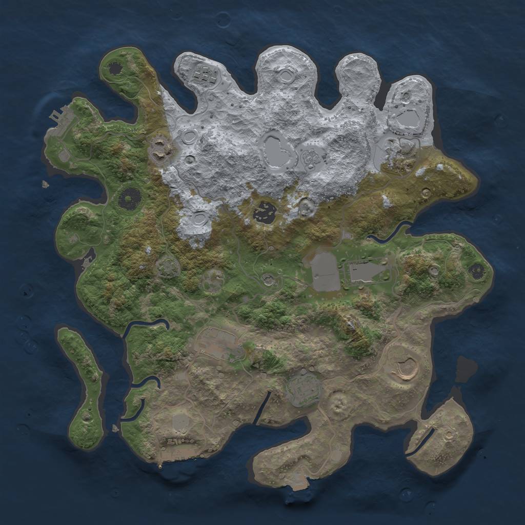 Rust Map: Procedural Map, Size: 3500, Seed: 449354731, 16 Monuments