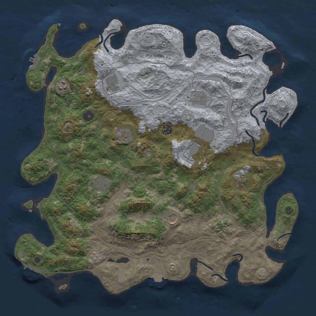 Rust Map: Procedural Map, Size: 4500, Seed: 4880, 18 Monuments