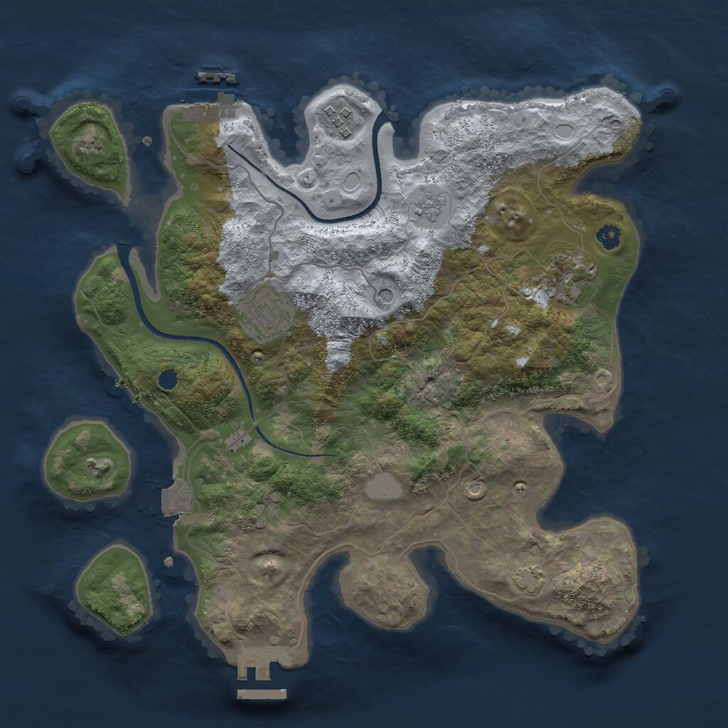 Rust Map: Procedural Map, Size: 3000, Seed: 1674972238, 9 Monuments