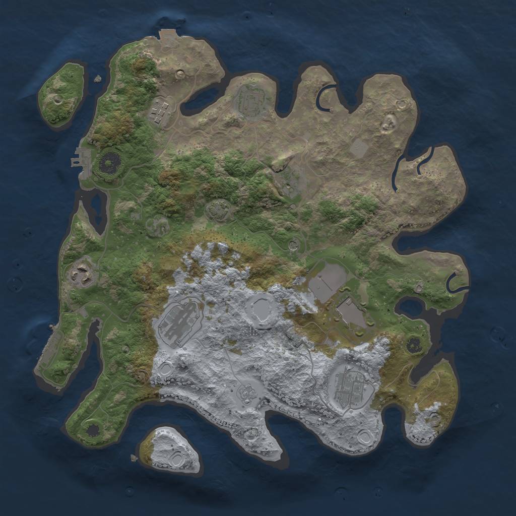 Rust Map: Procedural Map, Size: 3500, Seed: 93542156, 15 Monuments